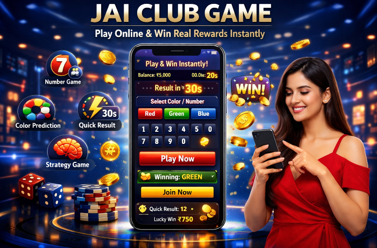 Jai Club game online platform showing play and win real rewards instantly on mobile device