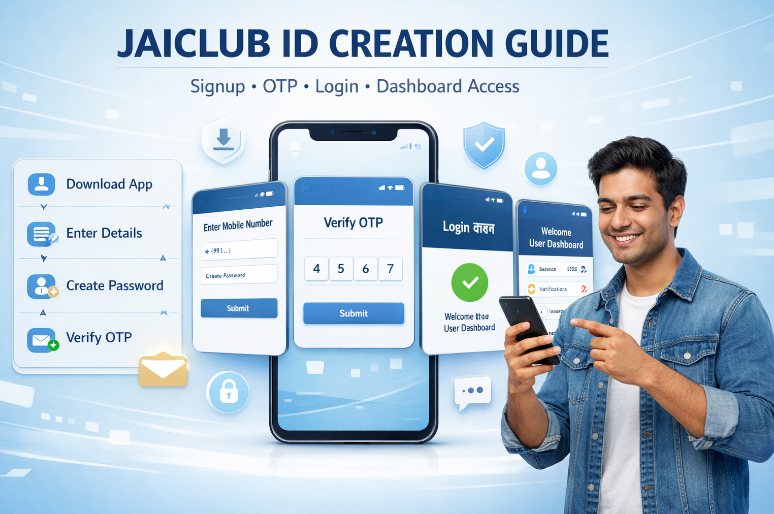 Jaiclub ID creation process step-by-step signup and login guide on mobile platform