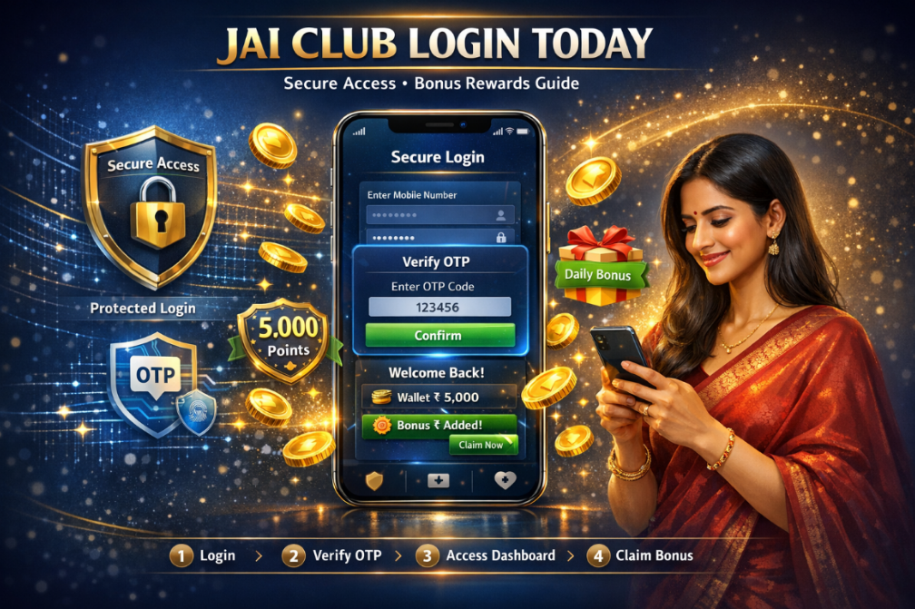 Jai Club login today secure access screen with bonus rewards dashboard on mobile gaming platform