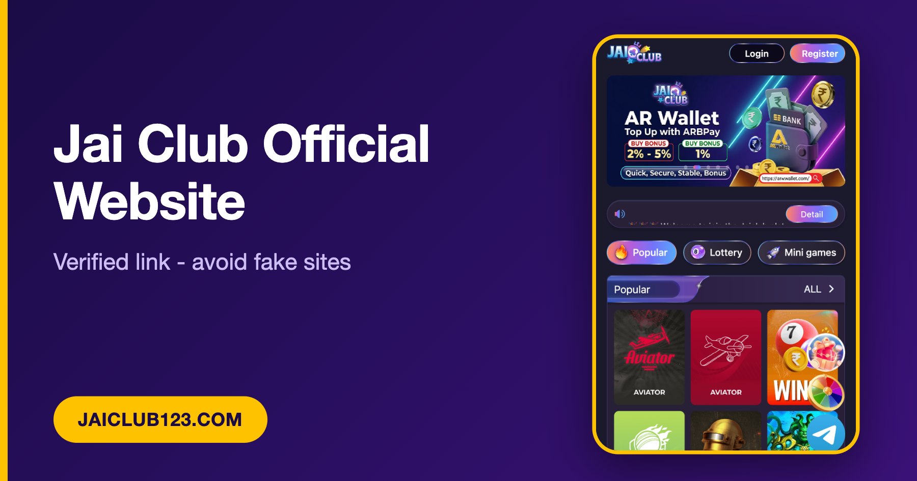 Jai Club official website link verified banner