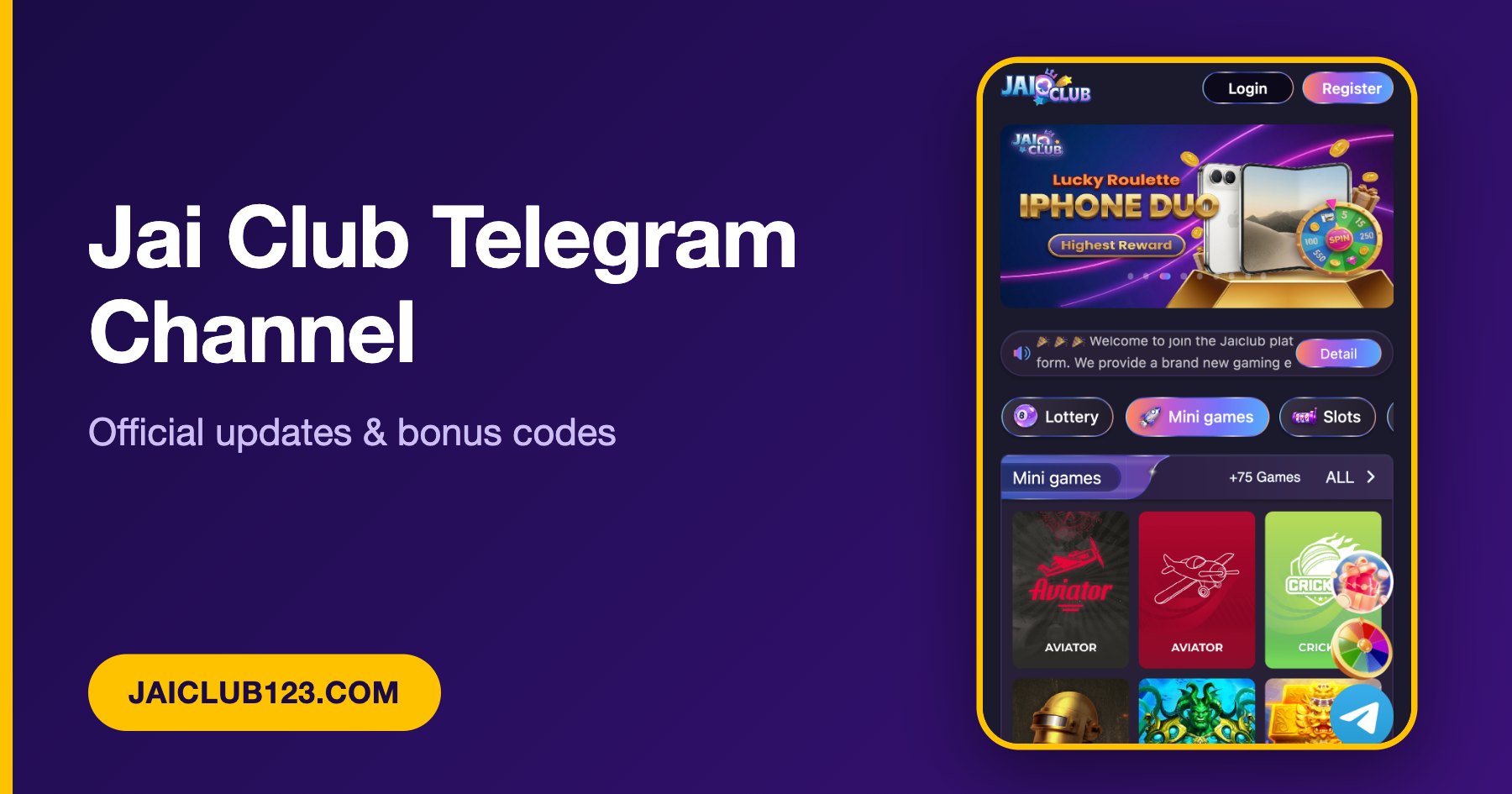 Jai Club Telegram channel official updates banner