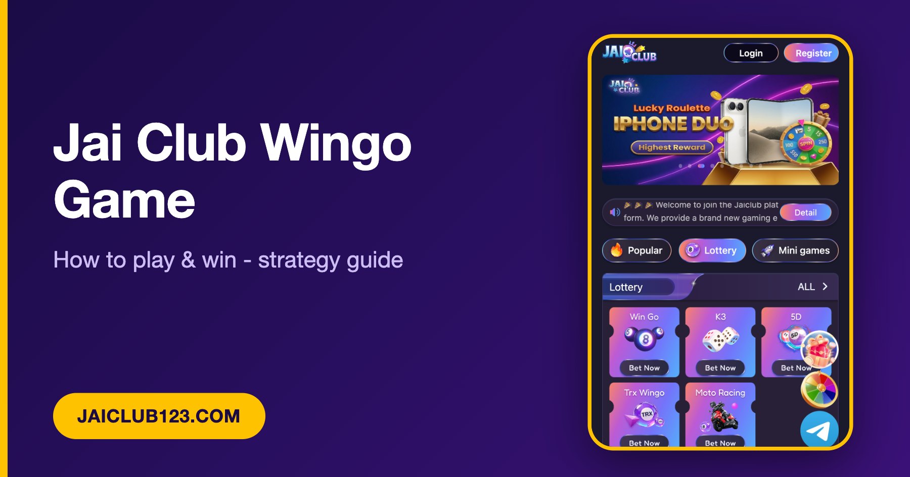 Jai Club Wingo game how to play and win banner