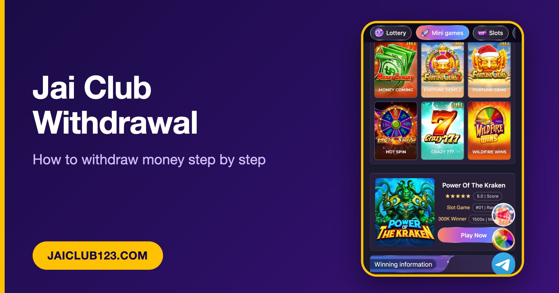 Jai Club withdrawal process step by step banner